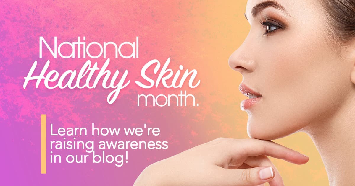 National healthy skin month, woman with hand under chin